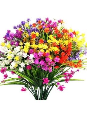 20 Bundles Artificial Flowers Grasses Fake Plants for Outdoors, UV Resistant